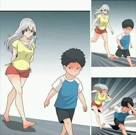 Anime boy running meme template