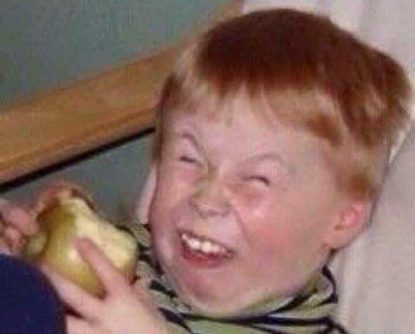 Apple eating kid meme template