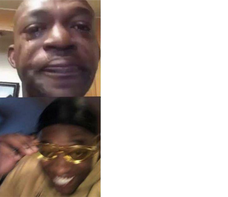 Black Guy Crying and Black Guy Laughing meme template