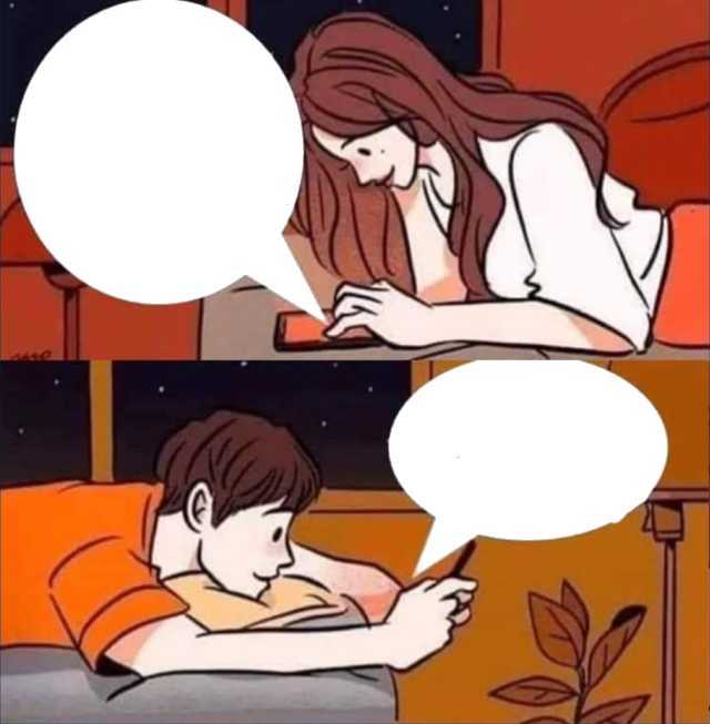 Boy and girl texting meme template