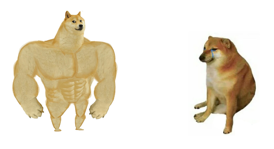 Buff Doge vs Crying Cheems meme template