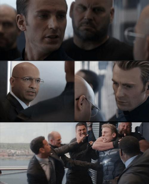 Captain America Elevator Fight meme template