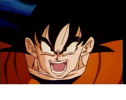 Crosseyed Goku meme template
