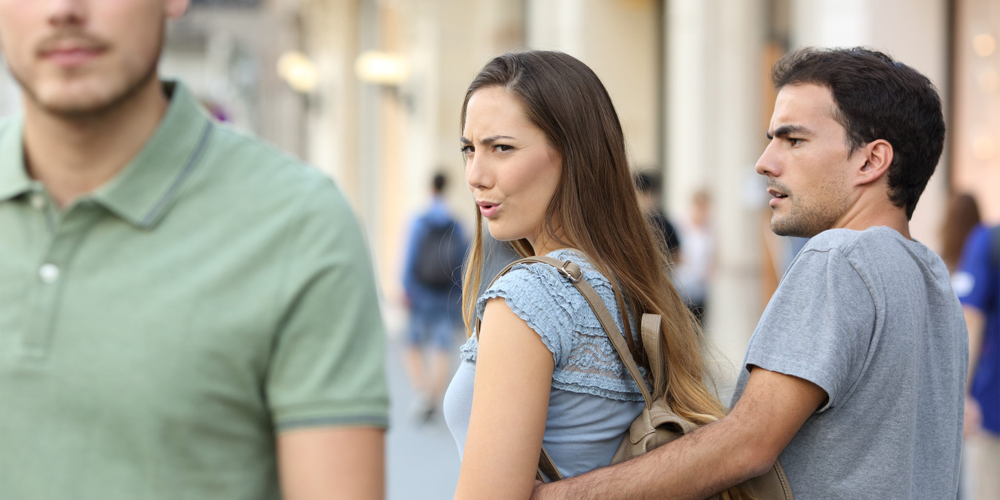 Distracted girlfriend meme template