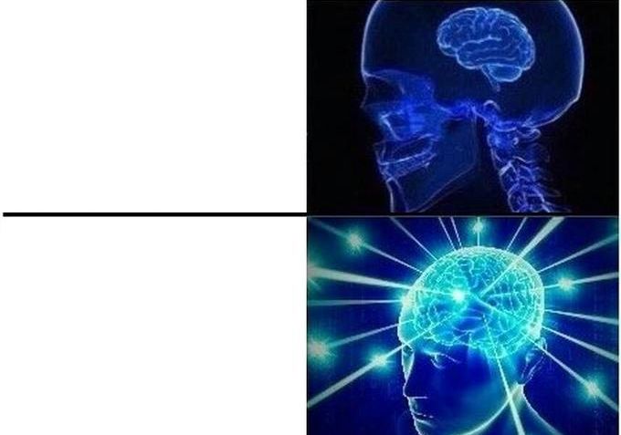 Expanding Brain Two Frames meme template