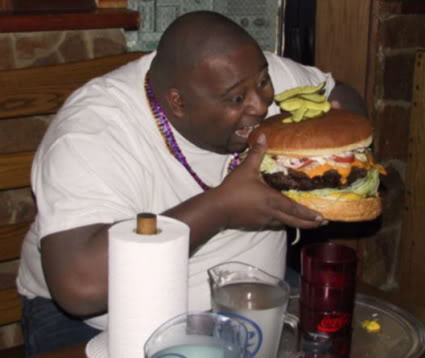 Fat guy eating burger meme template