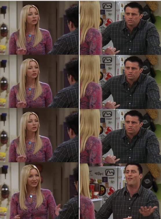 Friends Joey teached french meme template