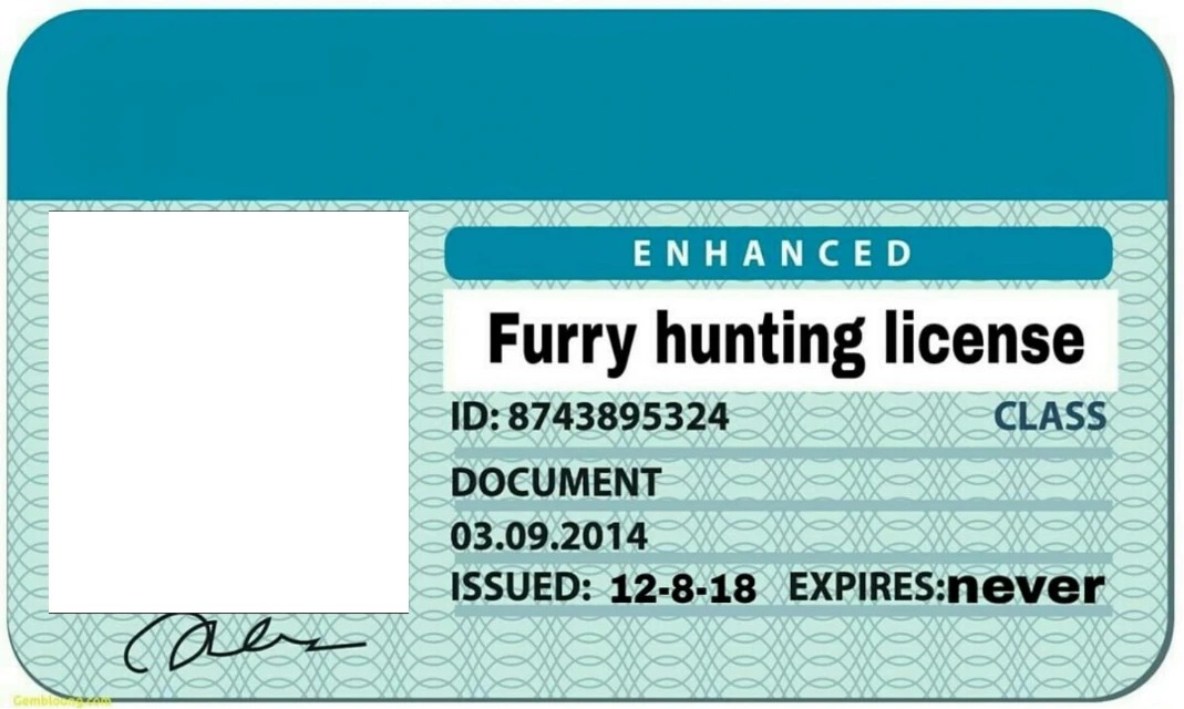 furry hunting license meme template