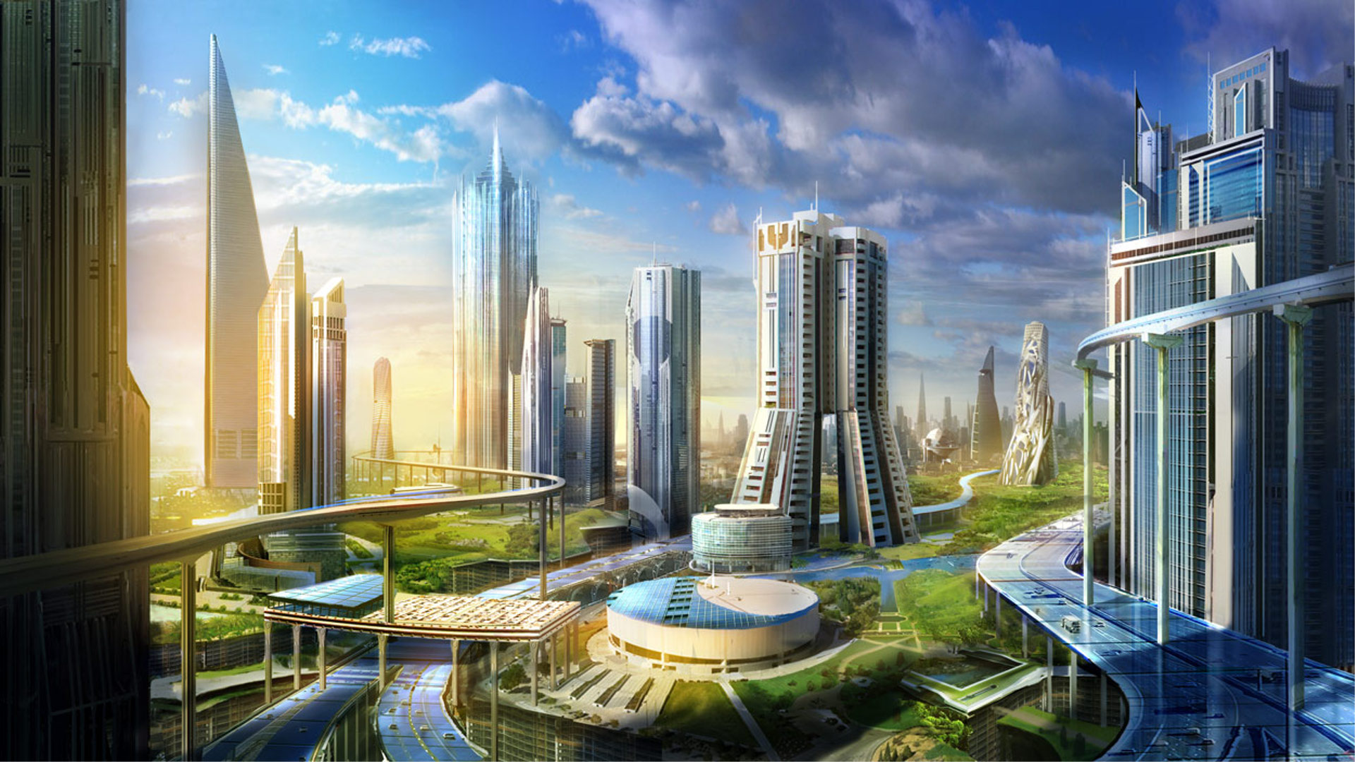 Futuristic city meme template