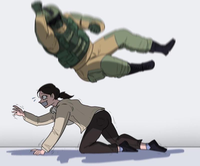 Fuze elbow dropping a hostage meme template