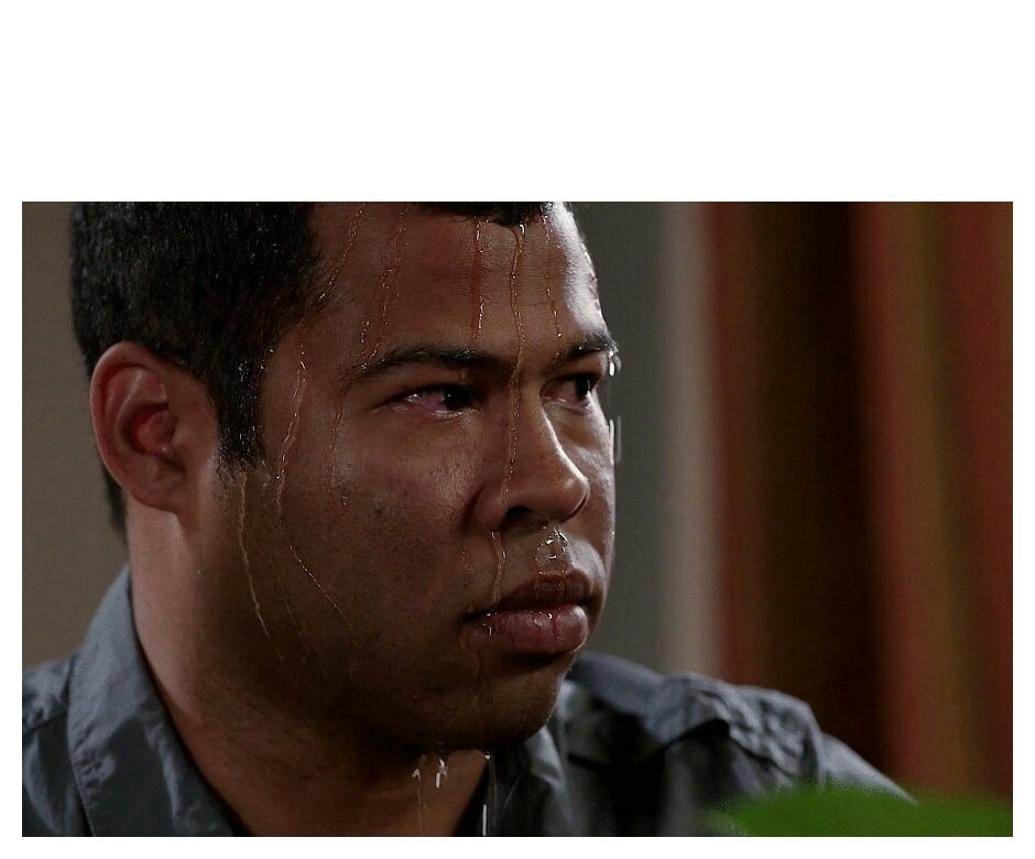 Jordan Peele Sweating meme template