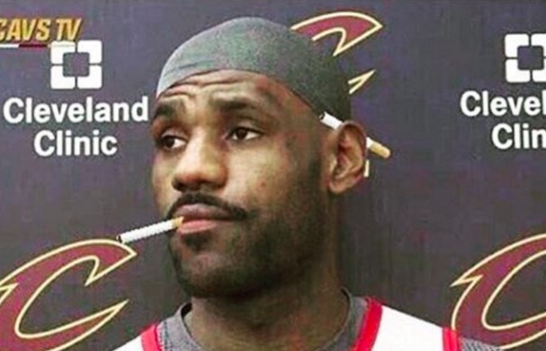 Lebron cigarette  meme template
