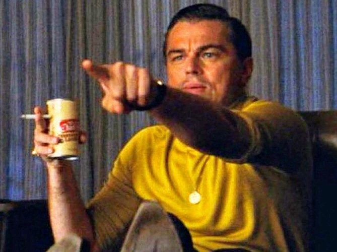 Leonardo Dicaprio pointing at tv meme template