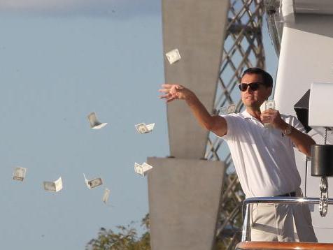 Leonardo DiCaprio throwing Money  meme template