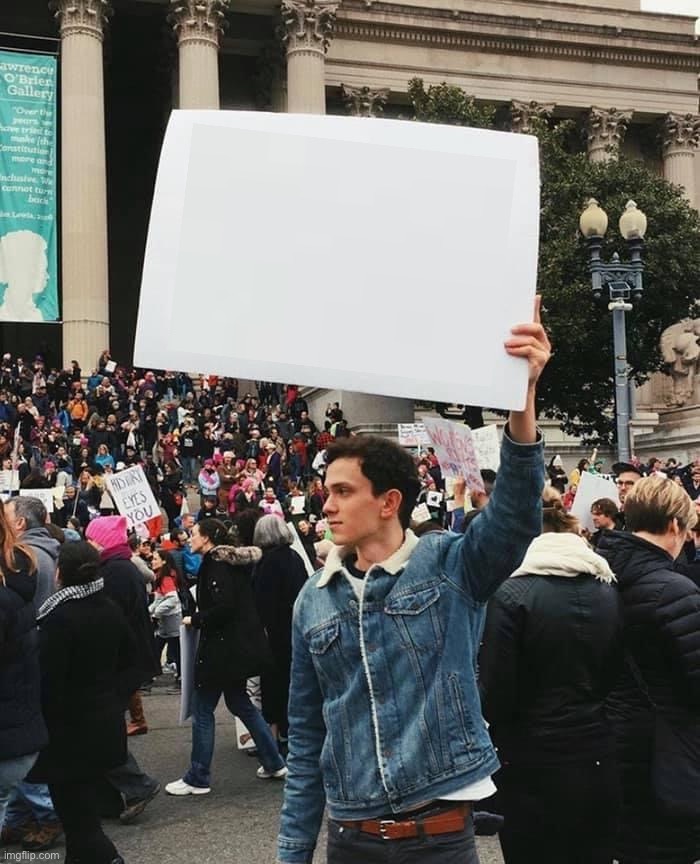 Man holding sign meme template