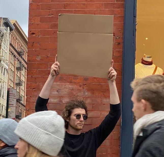 Man with sign meme template