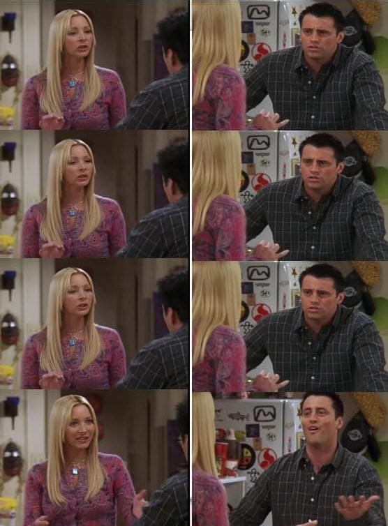 Phoebe teaching Joey in Friends meme template