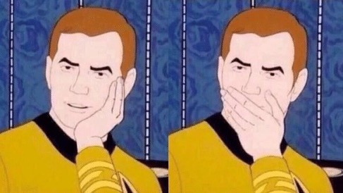 Sarcastically surprised Kirk meme template