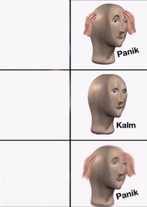 Stonks Panic Calm Panic meme template