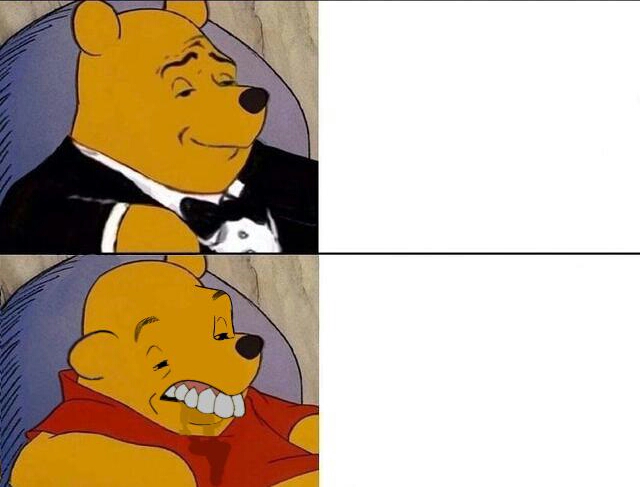 Tuxedo Winnie the Pooh grossed reverse meme template